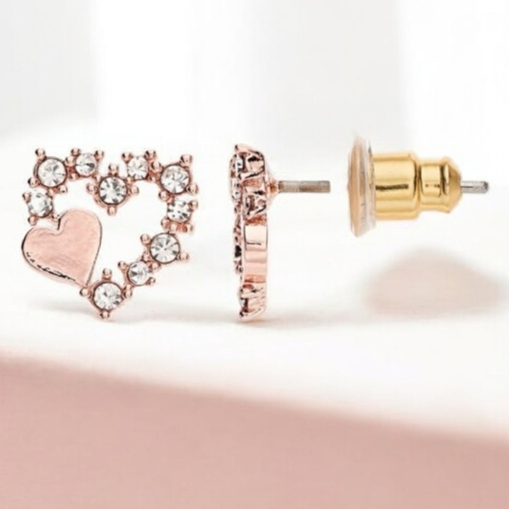 New LC Lauren Conrad Rose Gold Heart Earrings